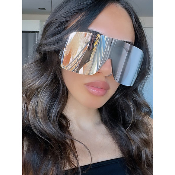 NEW Gucci GG1631S Silver Mirror Mask Shield Sunglasses - Picture 1 of 8